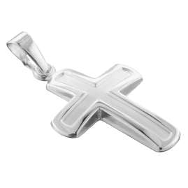 trendor 75446 Cross Pendant 20 mm White Gold 585 / 14K with Silver Necklace