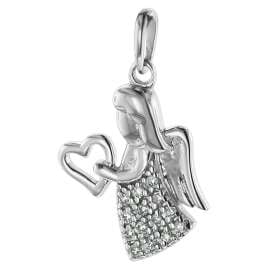trendor 75468 Angel with 19 Diamonds White Gold 585/14 K with Silver Necklace