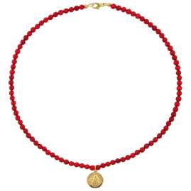 trendor 75534 Girls Necklace Bamboo Coral Red with Angel Pendant Gold 333