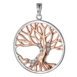 trendor 75515 Tree of Life Pendant Silver 925 + Spinel Black Necklace