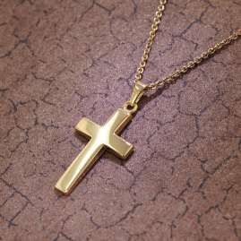 trendor 75538 Cross Pendant 25 mm Gold 333 + Necklace Gold Plated Silver