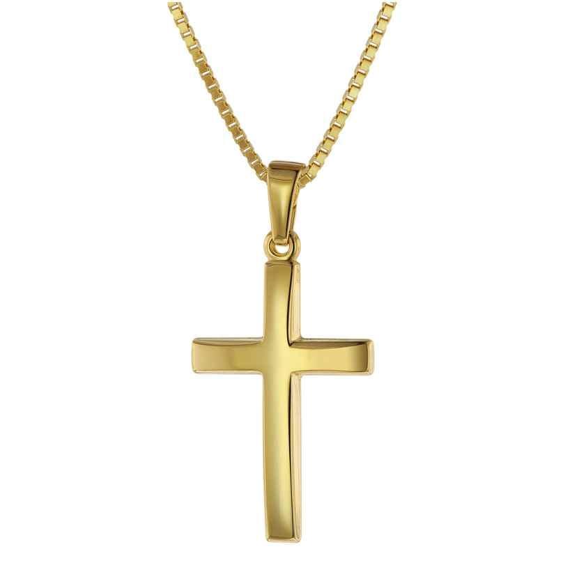 trendor 75544 Cross 21 mm Gold 585 with Gold-Plated Silver Necklace for Women 4260641755448