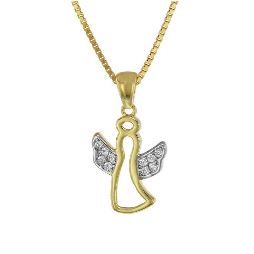 trendor 75558 Angel Pendant Gold 333 + Gold Plated Silver Necklace 4260641755585
