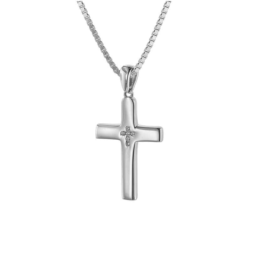 trendor 75560 Cross with Cubic Zirconia 25 mm + Necklace Silver 925