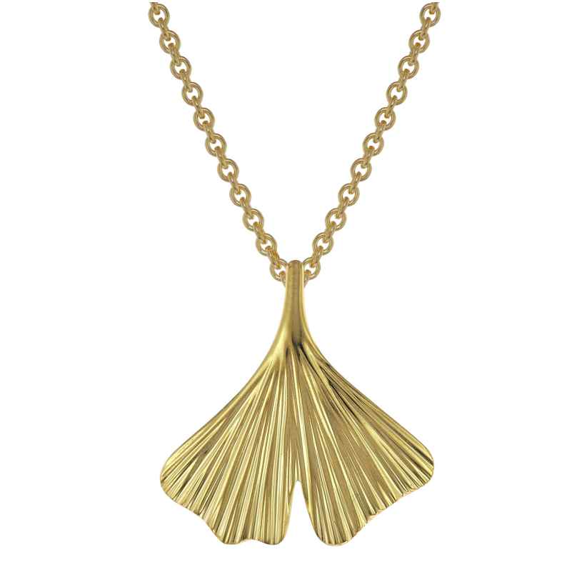 trendor 75720 Damen-Halskette mit Ginkgo-Anhänger Gold auf Silber