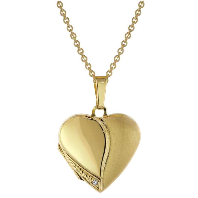 trendor 75738 Medaillon Herz mit Damen-Halskette Gold auf Silber 925