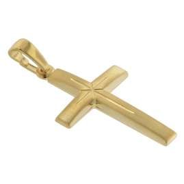 trendor 75809 Cross Pendant Necklace Gold Plated Silver for Women and Men