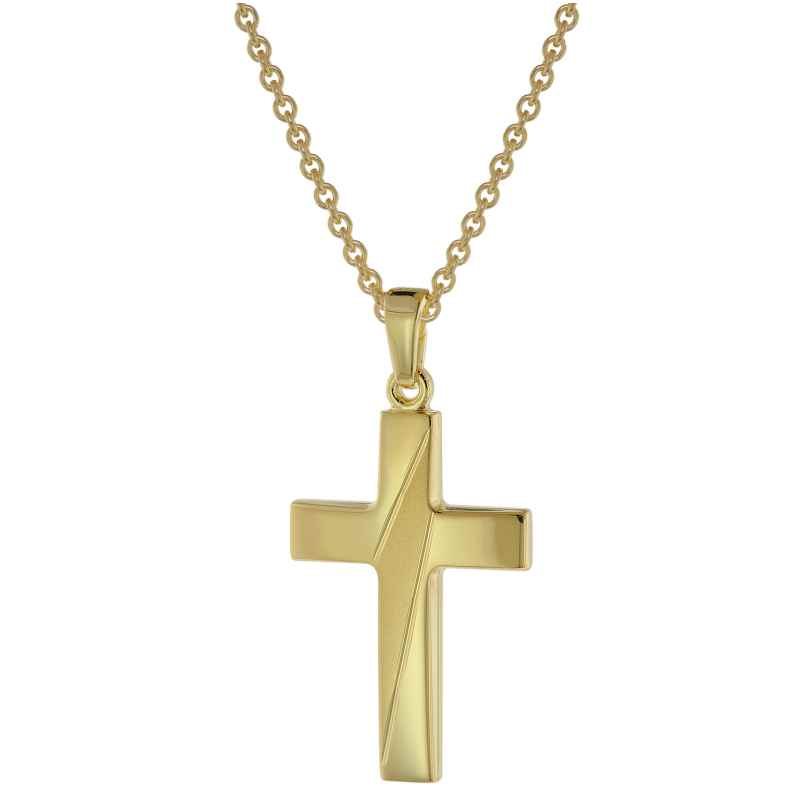 trendor 75814 Halskette mit Kreuz-Anhänger für Herren Gold auf Silber