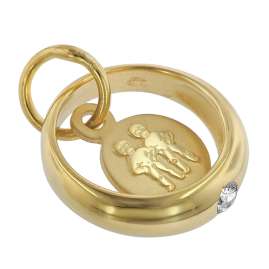 trendor 75817 Christening Ring Zodiac Sign Gemini Gold 333 + gilded Necklace
