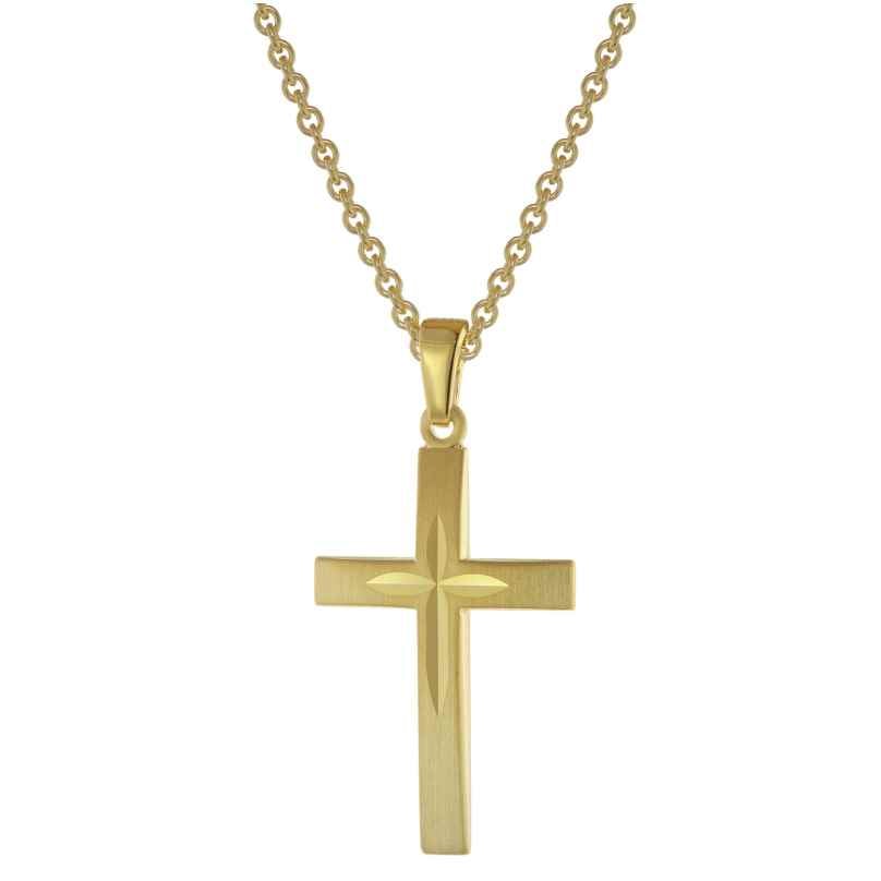 trendor 75834 Cross Pendant Necklace Gold Plated Silver