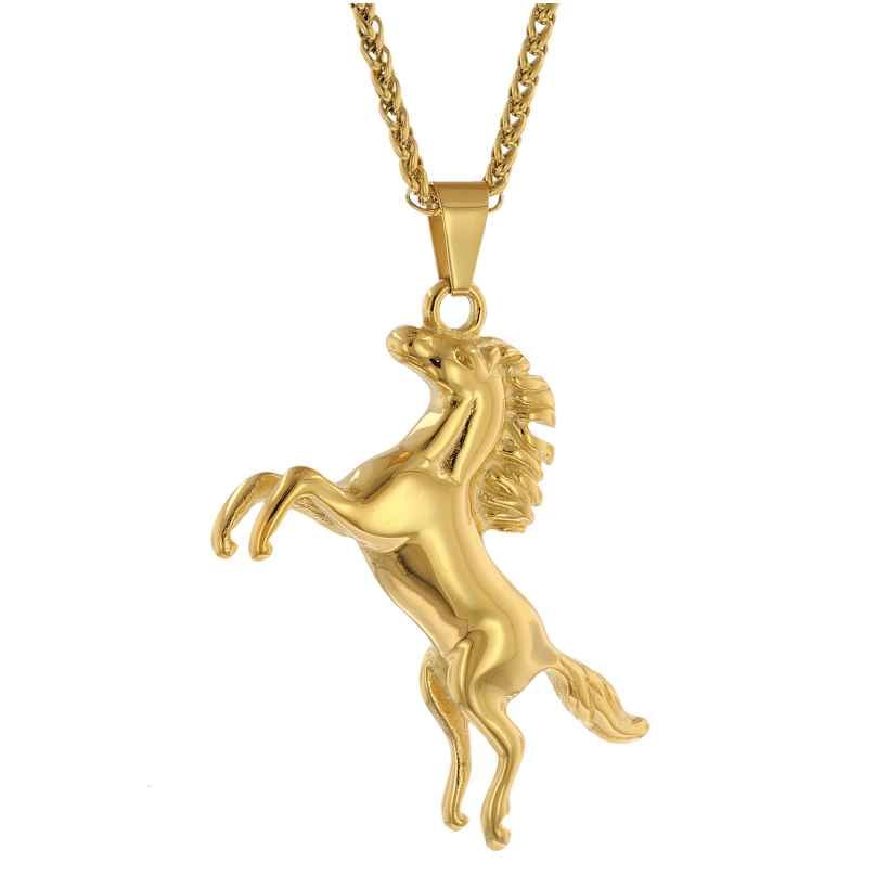 trendor 75886 Men's Necklace Horse Gold Plated Stainless Steel 4260641758869