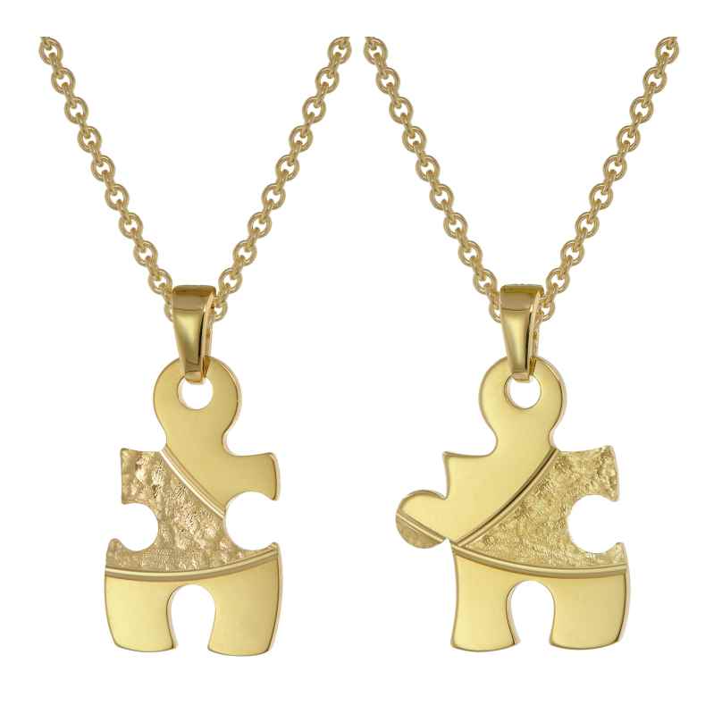 trendor 75950 Puzzle Partner Set Gold Plated Silver + 2 Necklaces 4260641759507