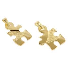 trendor 75950 Puzzle Partner Set Gold Plated Silver + 2 Necklaces