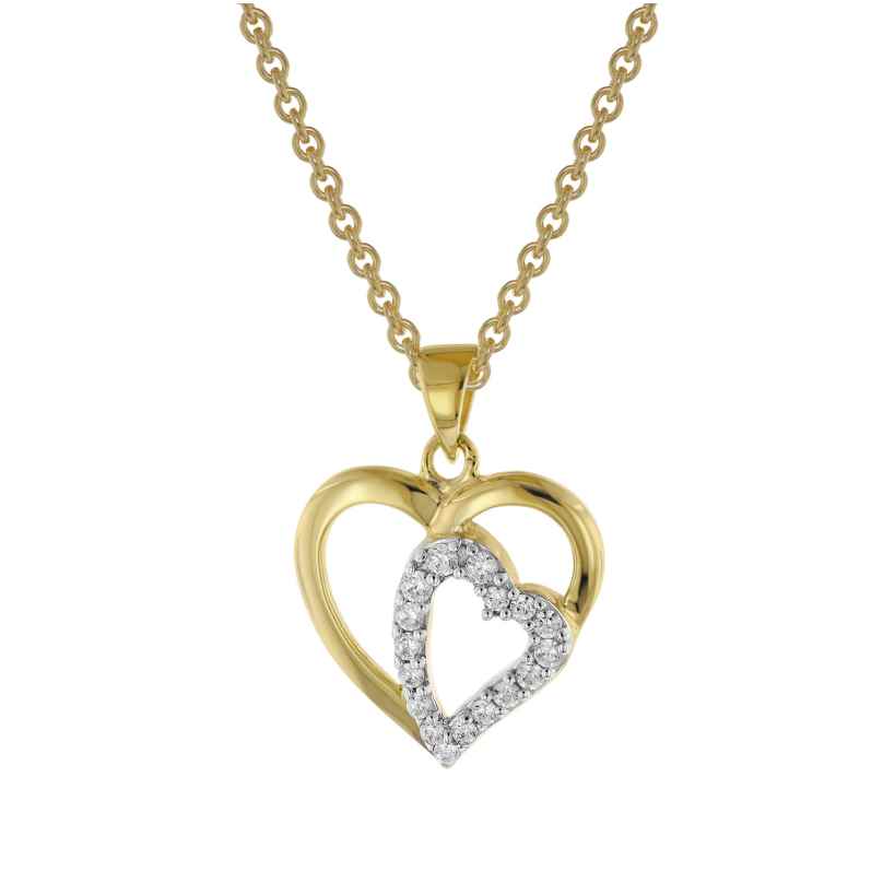 trendor 39014 Heart Pendant 333 Gold + Gold-Plated Silver Necklace
