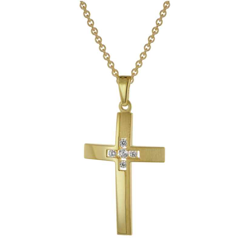 trendor 39018 Halskette mit Kreuz Gold auf Silber
