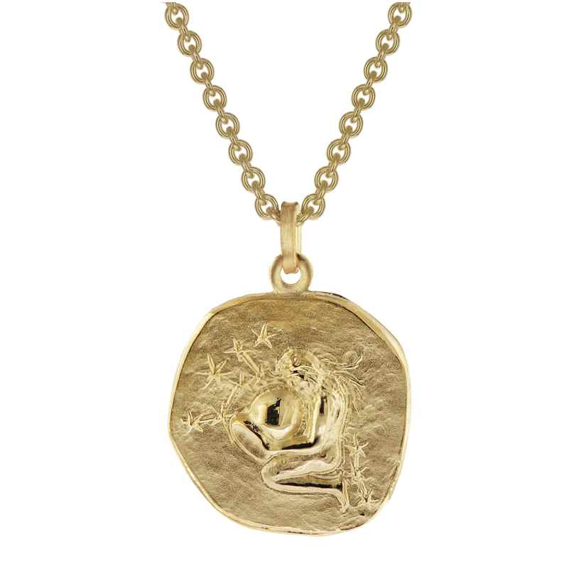 trendor 39070-02 Zodiac Sign Aquarius Men's Necklace Gold Plated Silver 925