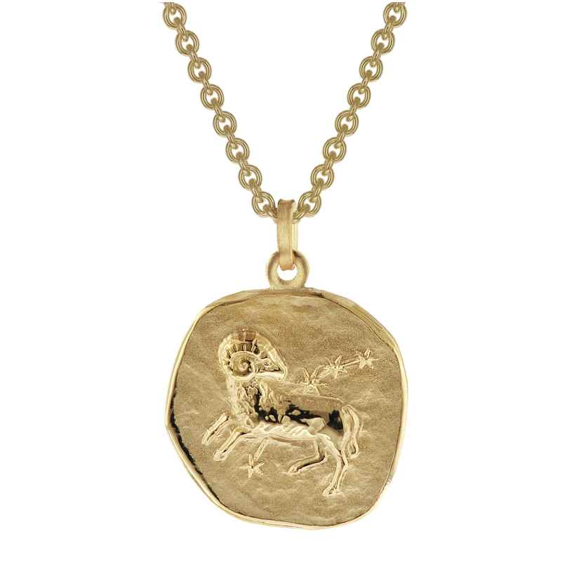 trendor 39070-04 Zodiac Sign Aries Men's Necklace Gold Plated Silver 925