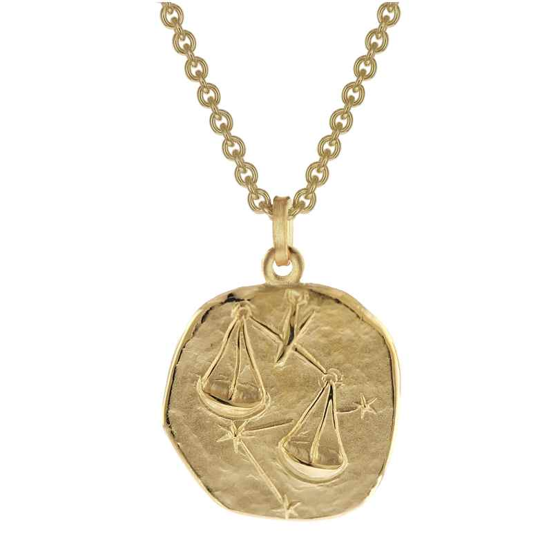 trendor 39070-10 Zodiac Sign Libra Men's Necklace Gold Plated Silver 925