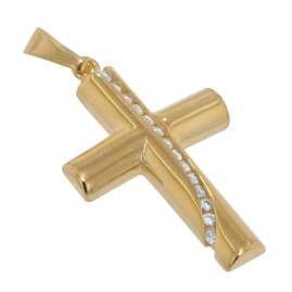 trendor 39335 Damen-Kette mit Kreuz-Anhänger Gold auf Silber 925 Zirkonia
