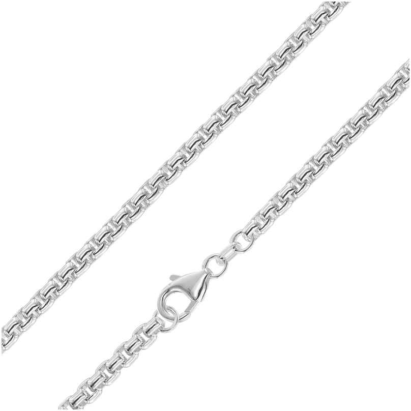 trendor 39415 Box Chain Necklace Round 925 Silver 3.7 mm
