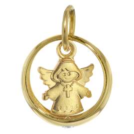 trendor 39466 Taufring mit Herzengel Gold 585/14 Kt + plattierte Silberkette