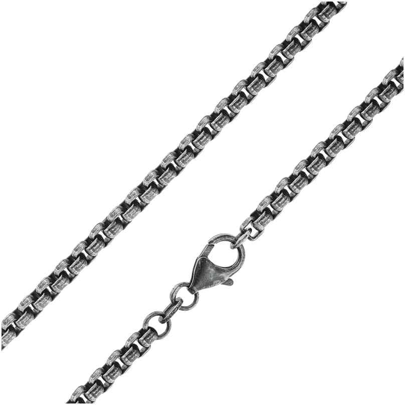 trendor 39510 Men's Necklace 925 Silver Oxidized Round Box Chain 50 cm 4260684395137