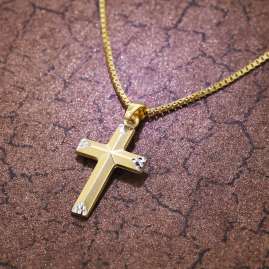 trendor 39524 Halskette mit Kreuz für Mädchen Gold 333/8 Karat Bicolor