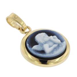 trendor 39715 Agate Gem Pendant 333 Gold with Gold-Plated Silver Necklace