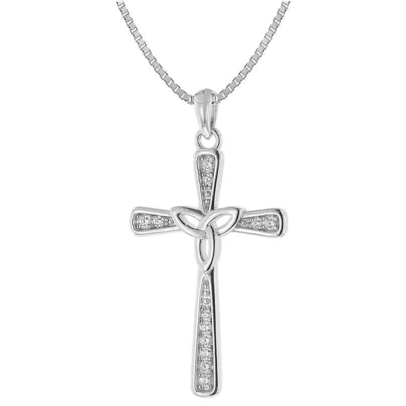 trendor 39728 Damen-Halskette mit Kreuz-Anhänger Silber 925 Zirkonia