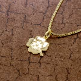 trendor 51087 Kinder Kleeblatt-Anhänger 333 Gold an Vergoldeter Silberkette