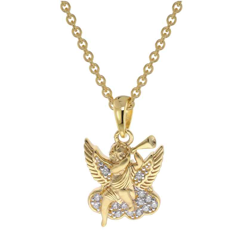 trendor 51138 Angel Pendant Gold 333 + Gold-Plated Silver Chain for Children