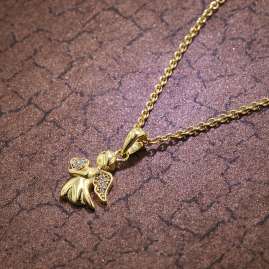 trendor 51142 Gold Pendant Angel 333 / 8K Gold + Gold-Plated Silver Necklace