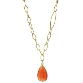 trendor 51183 Ladies' Necklace Gold Plated Silver 925 with Orange Quartz