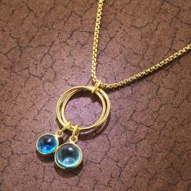 trendor 51187 Damen-Halskette Silber vergoldet Collier mit Blauen Quarzen