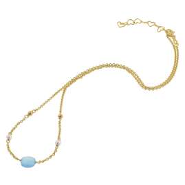trendor 51190 Damen-Halskette Gold auf Silber 925 Collier mit Chalcedon