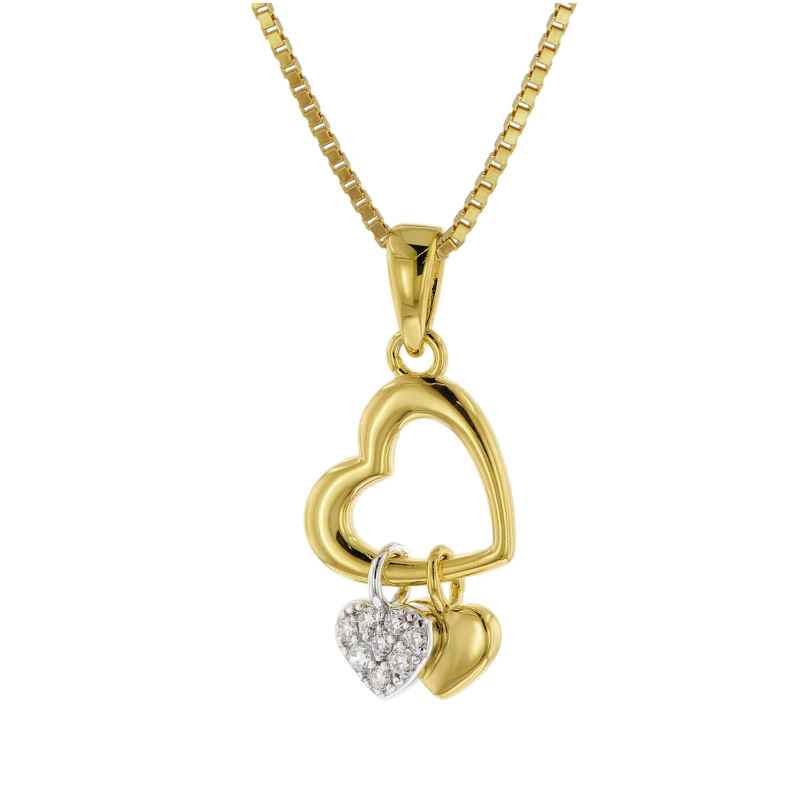 trendor 51317 Heart Pendant Necklace Gold Plated Silver 925 Two-Colour 4260727513177