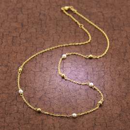 trendor 51327 Necklace Gold 333 / 8K Necklace With Balls And Freshwater Pearls