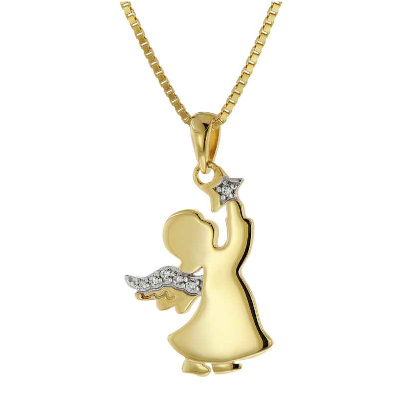 trendor 51372 Angel Pendant Gold 333 / 8K + Gold-Plated Silver Necklace 4260727513726