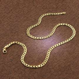 trendor 51630 Curb Chain Necklace Gold On Silver 925 Width 5 mm