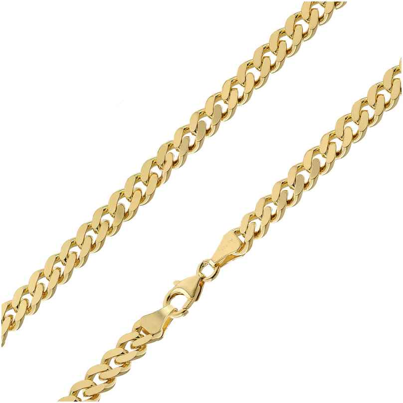 trendor 51568 Curb Chain Necklace Gold Plated 925 Silver 6.9 mm Width