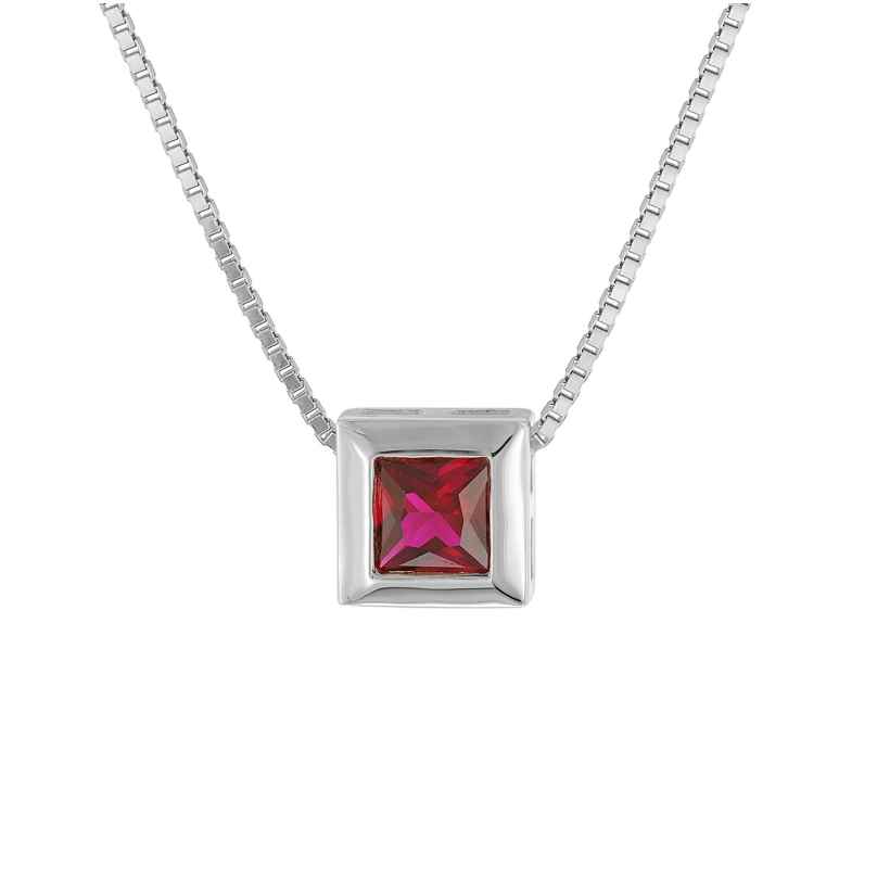 trendor 51655-07 Ladies' Necklace 925 Silver with Synth. Garnet Pendant