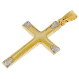 trendor 51825 Kreuz-Anhänger Bicolor Gold 585/14K mit vergoldeter Silberkette