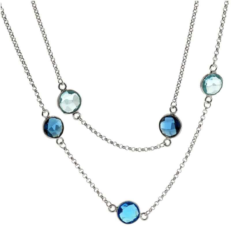 trendor 51343 Halskette für Damen 925 Silber Collier mit Blauen Quarzen 4260727513436