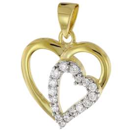trendor 51830 Heart Pendant 585 Gold Cubic Zirconia with Gold-Plated Chain