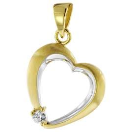 trendor 51834 Heart Pendant Cubic Zirconia 585 Gold with Gold-Plated Chain