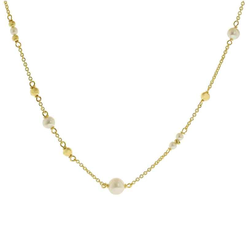 trendor 51351 Halskette für Damen 925 Silber Goldplattiert mit Süßwasserperlen 4260727513511