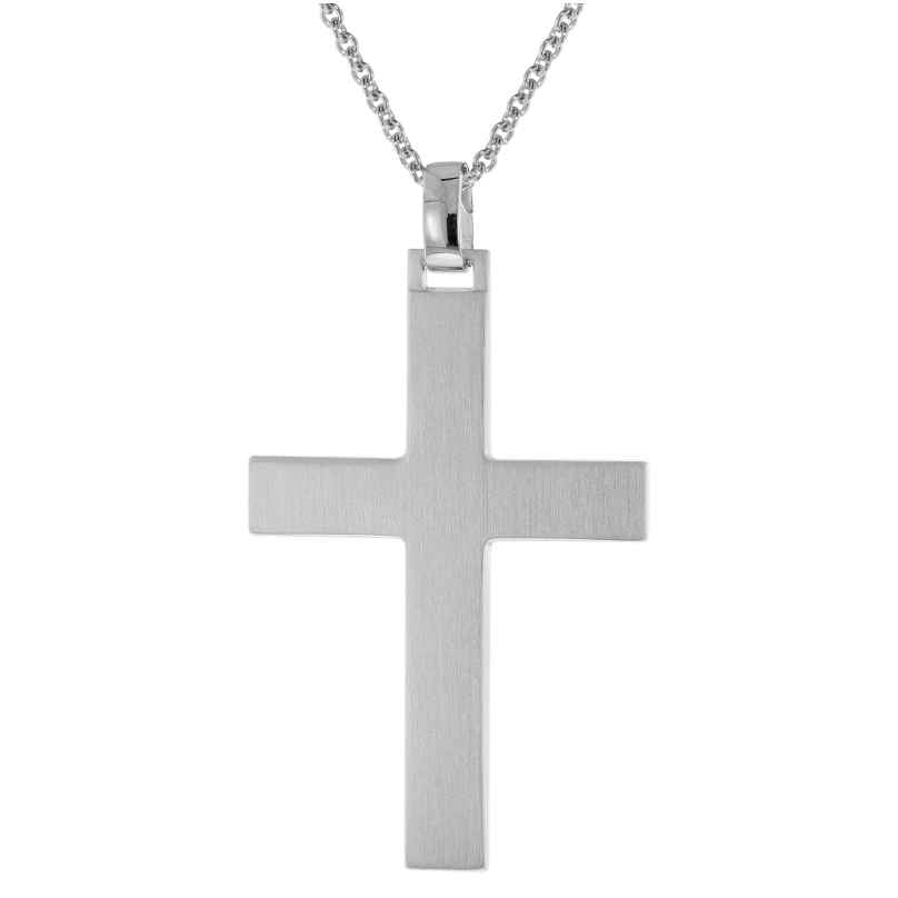 trendor 51938 Herren-Halskette mit Kreuz 925 Silber Matt