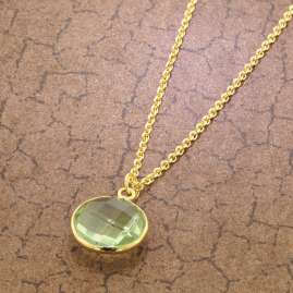 trendor 51355 Ladies' Necklace Gold-Plated Silver 925 With Green Quartz