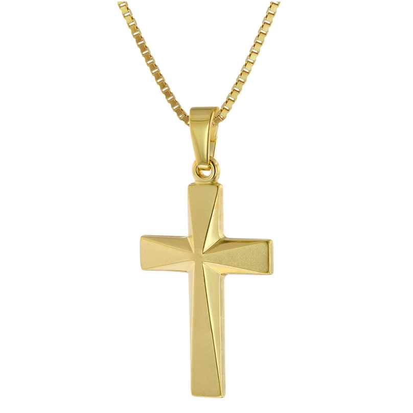 trendor 41054 Cross Pendant Gold 333 / 8K with Gold-Plated Silver Chain