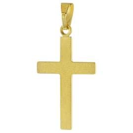 trendor 41115 Kreuz für Damen und Herren Gold 585 mit Vergoldeter Silberkette